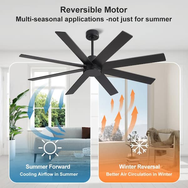 MLiAN 60 in. 8-Plywood Blades Black Indoor Ceiling Fan with Remote