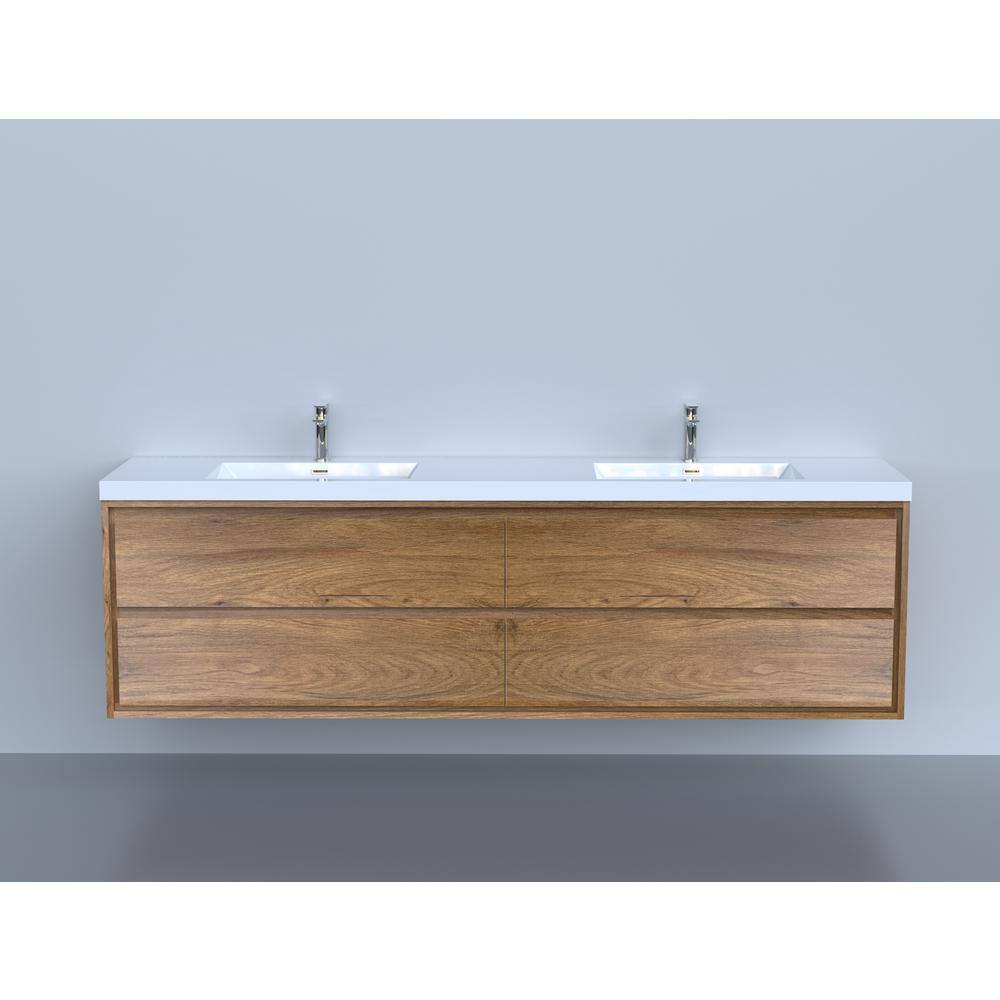 Moreno Bath Sage 84 in. W Vanity in Teak Oak with Reinforced Acrylic