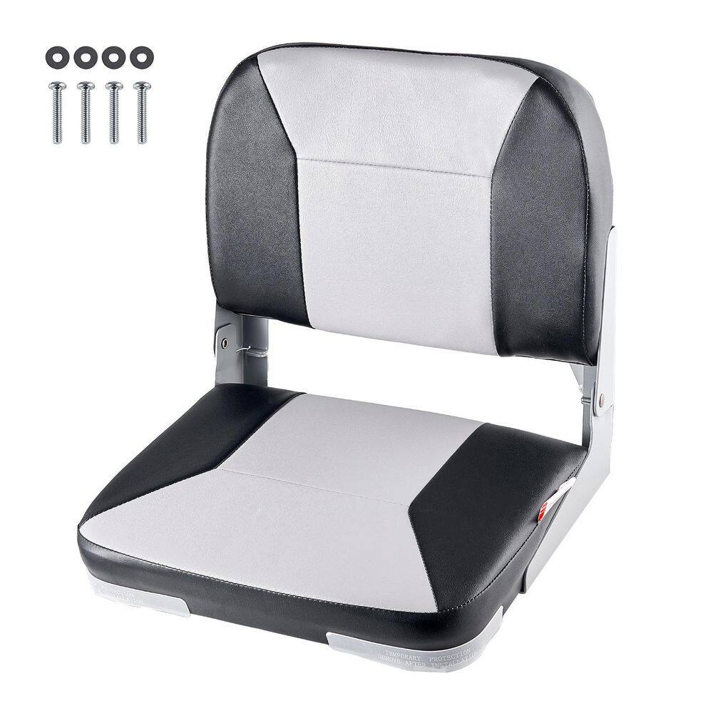 Boat Seat Folding Low-Back Fishing Chair with Thickened Cushion, Waterproof PVC Leather and Alloy Hinges, Black and Grey price history on PriceWatchPro