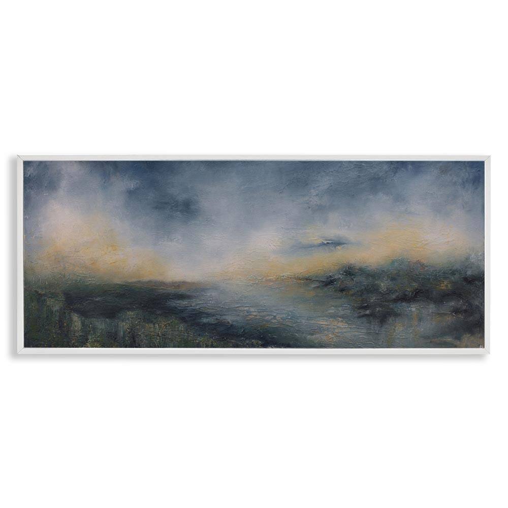 Fame Islands Abstraction by Lydia Orange White Framed Abstract Giclee Art Print 10 in. x 24 in. price history on PriceWatchPro