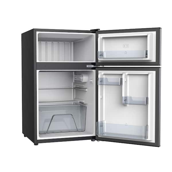 3.1 cu. ft. 2-Door Mini Refrigerator in Stainless Steel Look with Freezer,