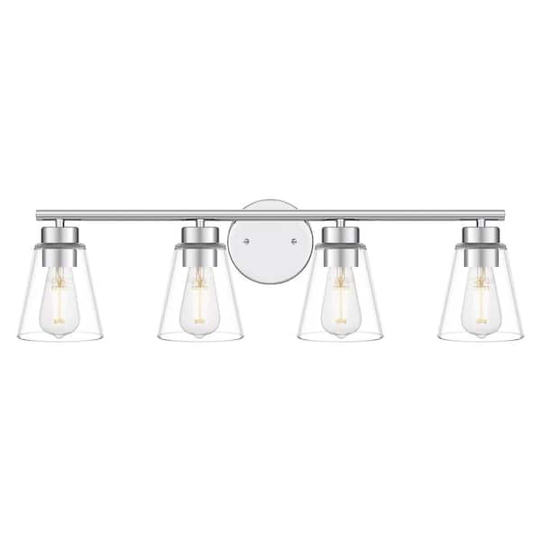 Hampton Bay Eastburn 28.13 in. 4-Light Polished Chrome Vanity Light with Clear Glass Shades