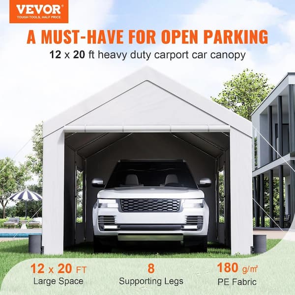 ITOPFOX 12 ft. x 20 ft. White Heavy Duty Car Canopy with Roll-up