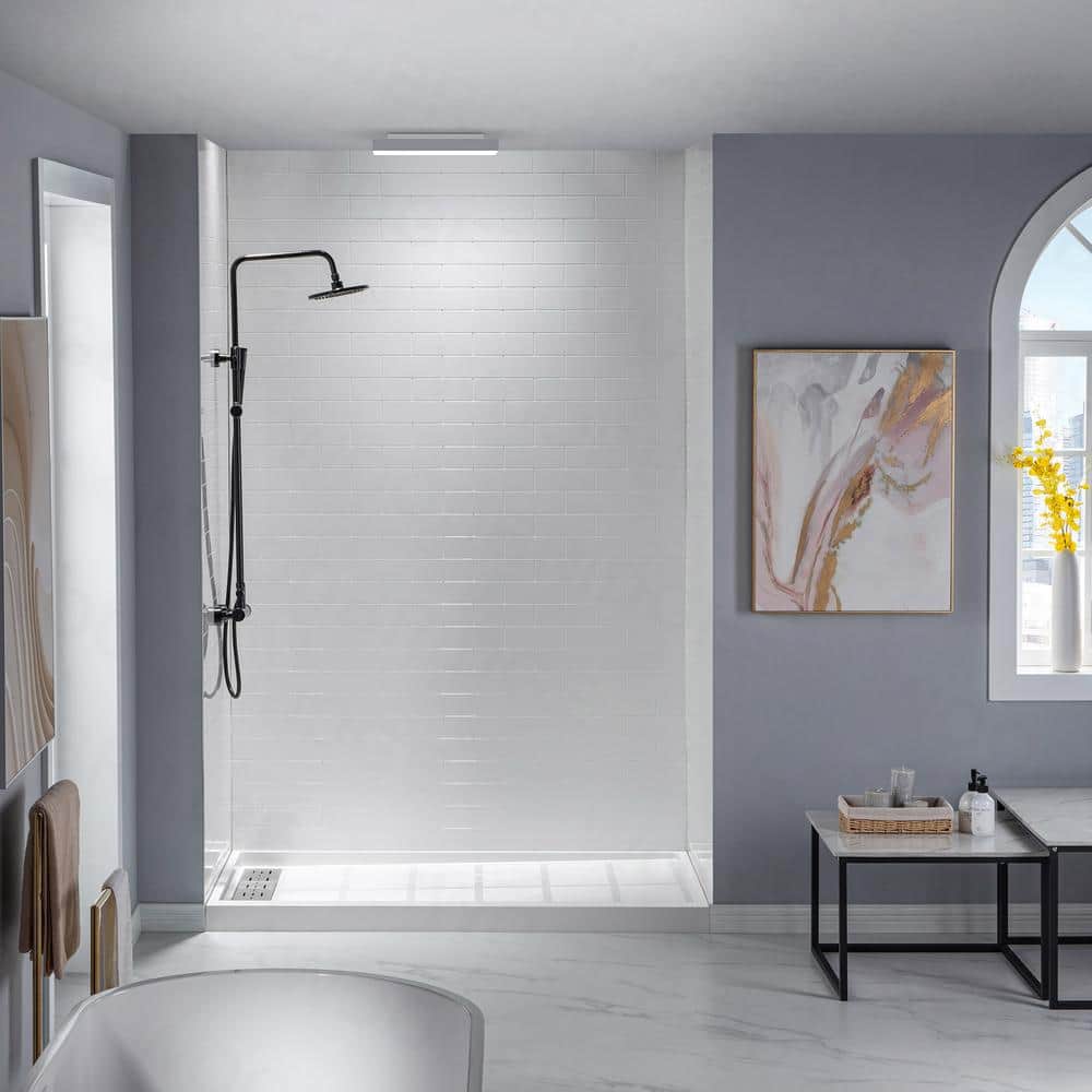 WOODBRIDGE 32 in. x 60 in. x 96 in. Solid Surface 3-Piece Easy Up ...