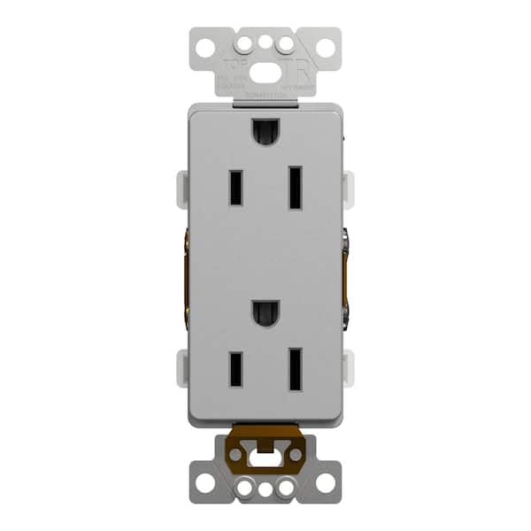 X Series 15 Amp 125-Volt Tamper Resistant Indoor Heavy-Duty Duplex Outlet Back Wire Decorator Receptacle Matte Gray