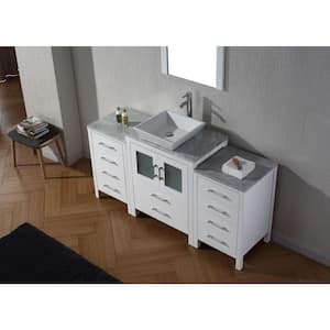 Dior 61 in. W Bath Vanity in White with Marble Vanity Top in White with Square Basin and Mirror