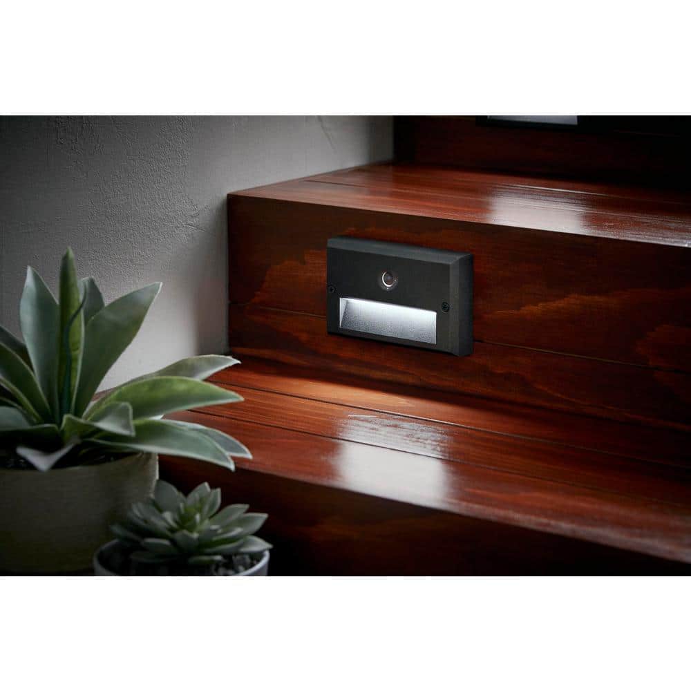 Millennium Black LED Motion Sensor Outdoor Stair Light with Frosted Lens