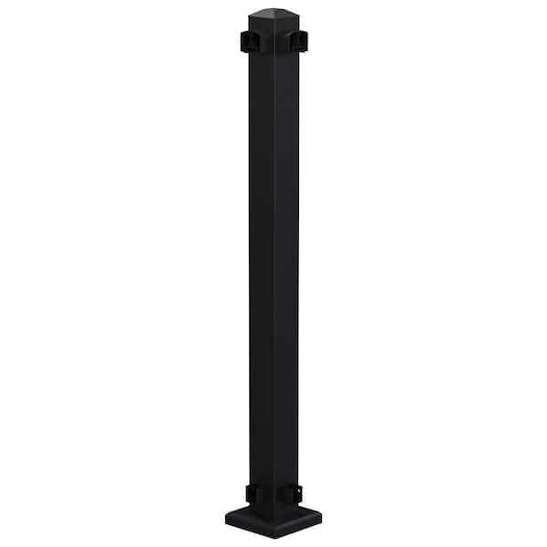 42 in. H x 5-11/16 in. W Matte Black Aluminum Deck Railing Corner Post Kit