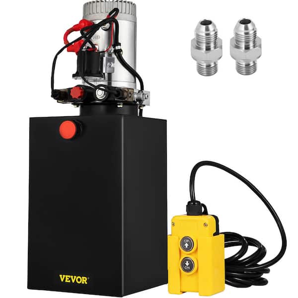VEVOR 15 qt. 12-Volt Hydraulic Power Pump Unit Electric Dump Trailer Pump with Metal Reservoir for Car Lifting