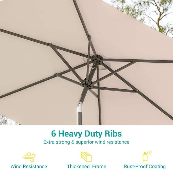 heavy duty outdoor patio table umbrella wind resistant 7.5Ft Umbrella, With Push Button Tilt And Crank, Uv Protection Waterproof Market Sun Umbrella With 6 Sturdy Ribs For resistant canopy fabric for flexible backyard and patio shade. 10FT Solar Offset Umbrella, Patio