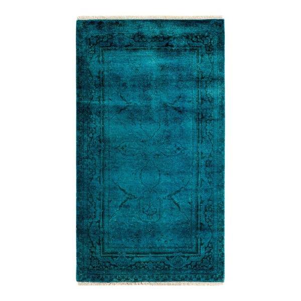 Fine Vibrance Blue 3 ft. x 5 ft. Solid Wool Indoor Area Rug