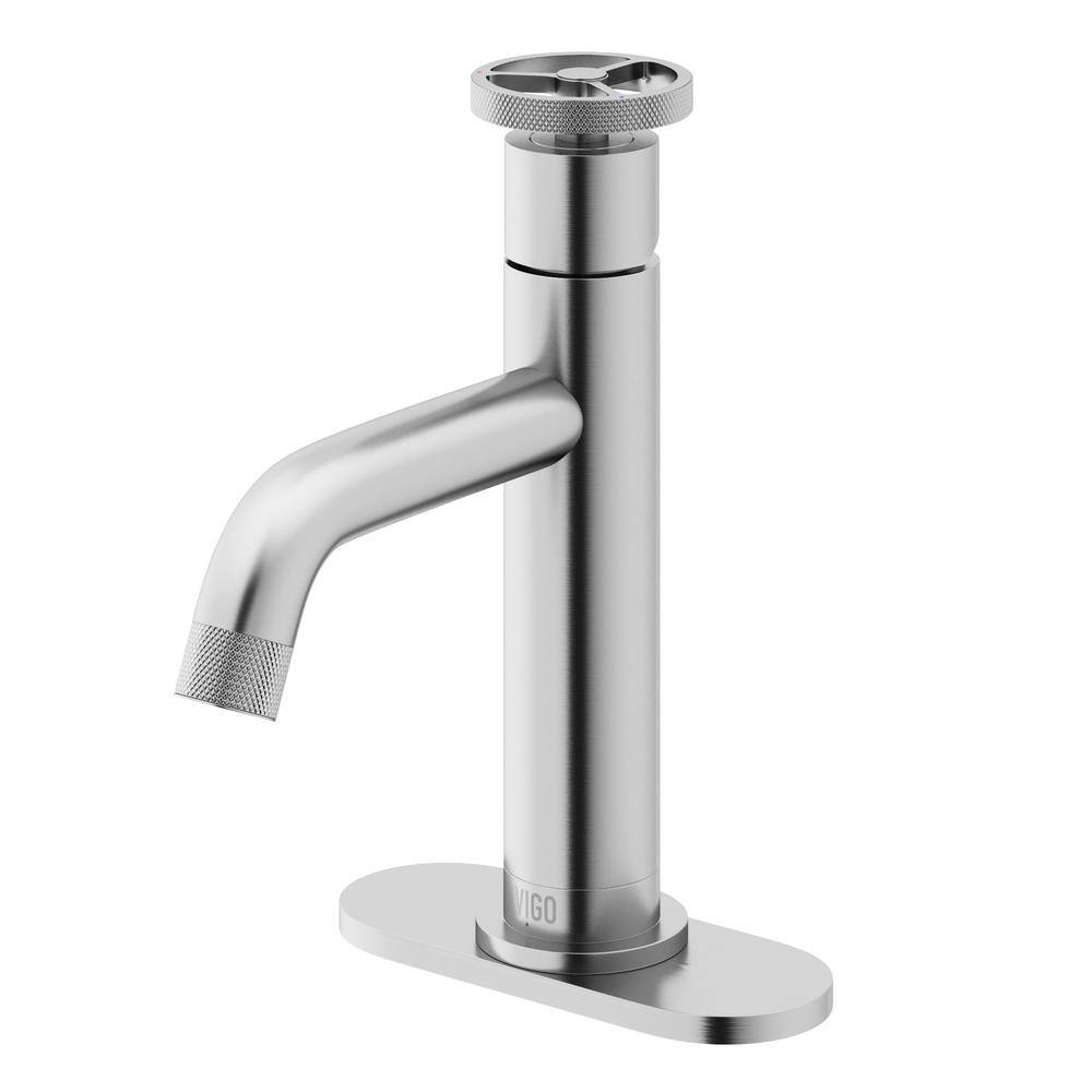 VIGO Cass Single Handle SingleHole Bathroom Faucet Set with Deck Plate