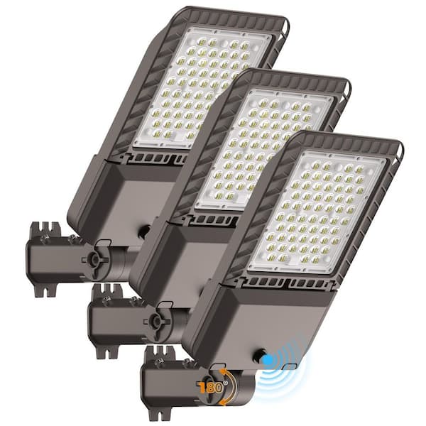 180-Watt Equivalent Outdoor Integrated LED Parking Lot Area Light 45000LM 6000K Dusk-to-Dawn IP65 Street Light (3-Pack)