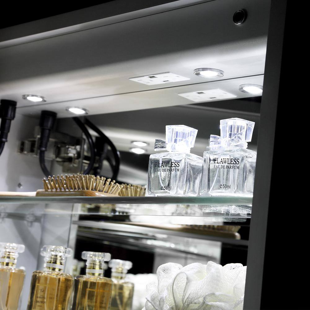 Elegant 24x36 Frameless LED Mirrored Medicine Cabinet with Digital Clock