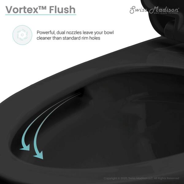 Swiss Madison Virage One-Piece Elongated Toilet Vortex Dual-Flush 1.1/1.6 GPF, Matte Black