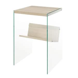 SoHo 17.75 in. W Weathered White and Glass 23.75 in. H Rectangle Particle Board End Table with Shelf