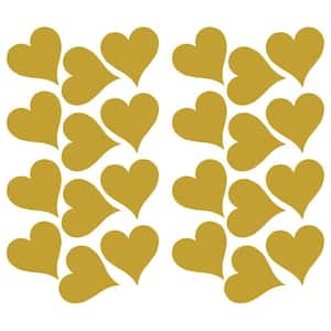5 in. W x 11.5 in. H Gold Heart 24-Piece Peel and Stick Wall Decal