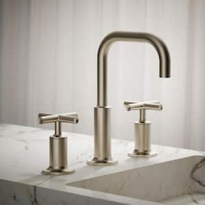 Purist 8 in. Widespread 2-Handle Mid-Arc Bathroom Faucet in Vibrant Brushed Nickel