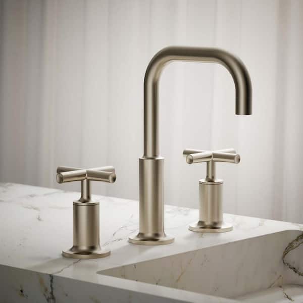 Purist 8 in. Widespread 2-Handle Mid-Arc Bathroom Faucet in Vibrant Brushed Nickel