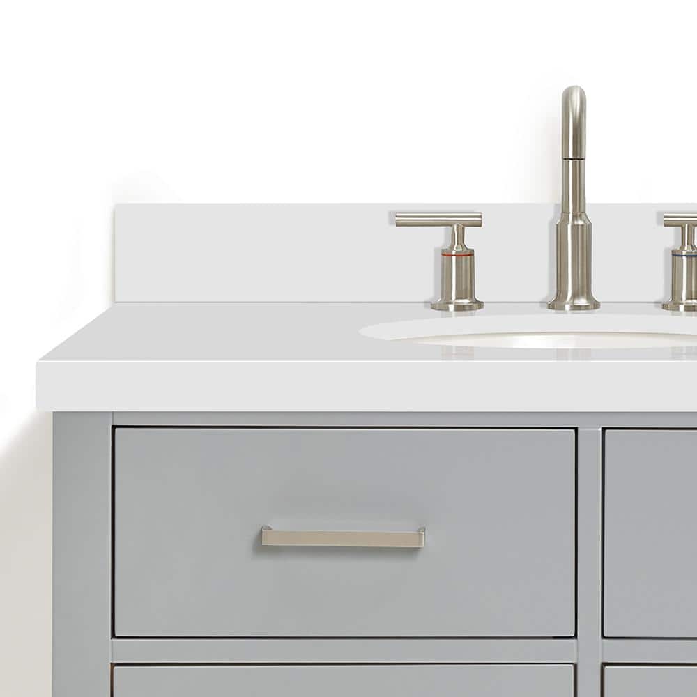 Grey and White Quartz Wall-Mounted Single Vanity Set