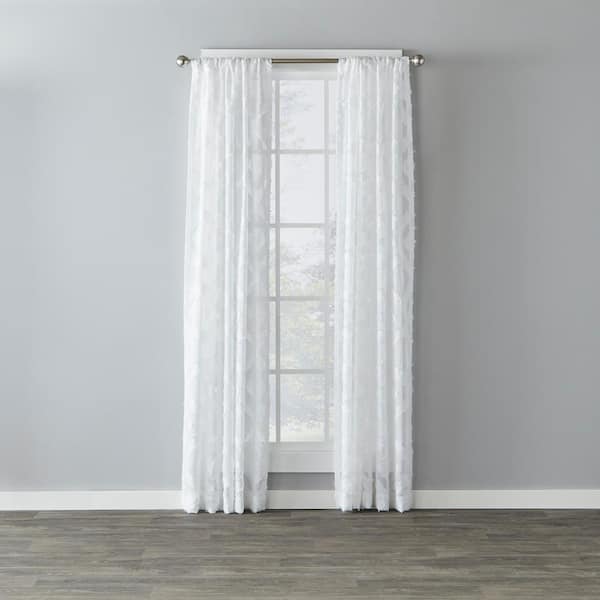 SKL Home White Solid Rod Pocket Curtain - 52 in. W x 84 in. L