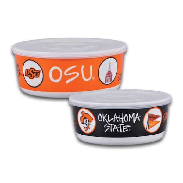 Magnolia Lane Oklahoma State 7.5 in. 16 fl.oz Assorted Colors Melamine Serving Bowls Set of 2 with Lids
