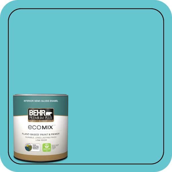 1 qt. #P470-4 Paradise Sky Semi-Gloss Enamel EcoMix Plant-Based Interior Paint & Primer