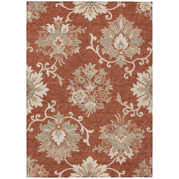Chantille Machine Washable Indoor/Outdoor Abstract ACN3133 Brick 8 ft. x 10 ft. Area Rug