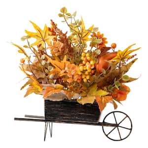 12 in. H Fall Floral Cart Centerpiece