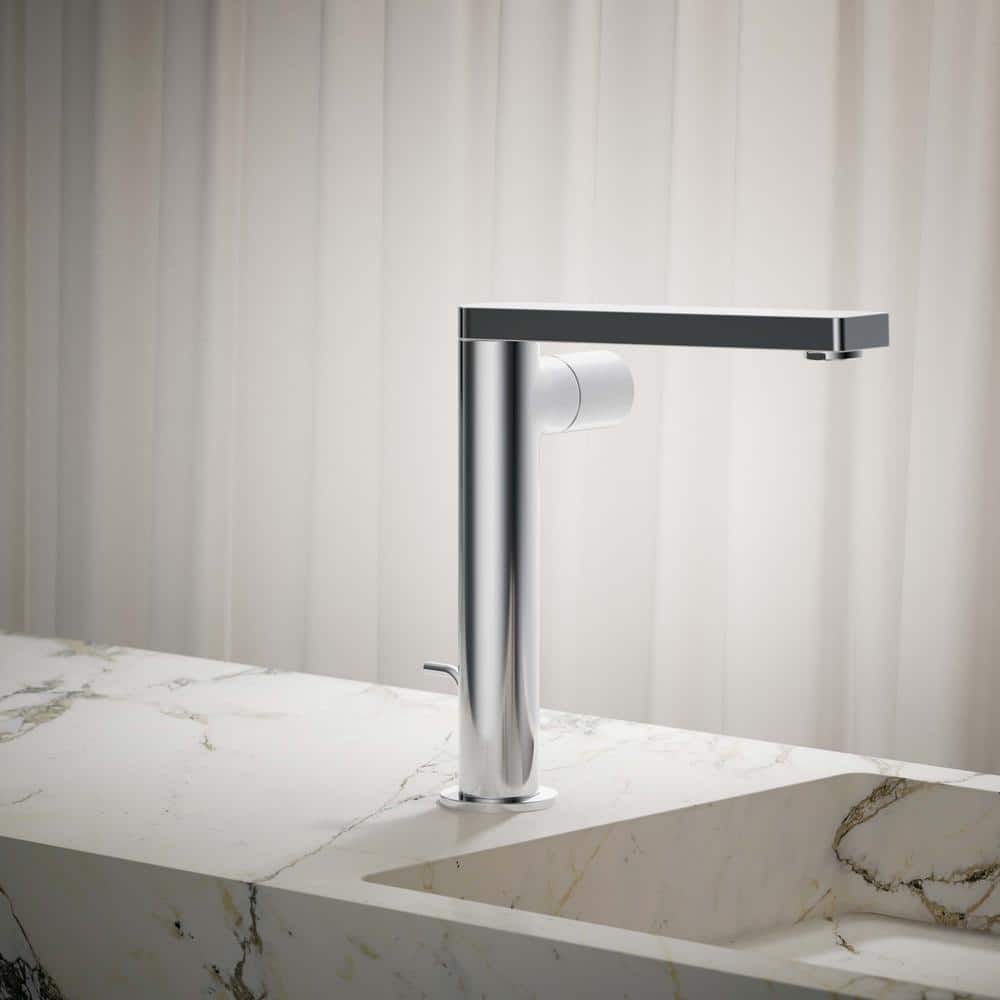 Composed Minimalist Polished Chrome Single-Handle Vessel Sink Faucet