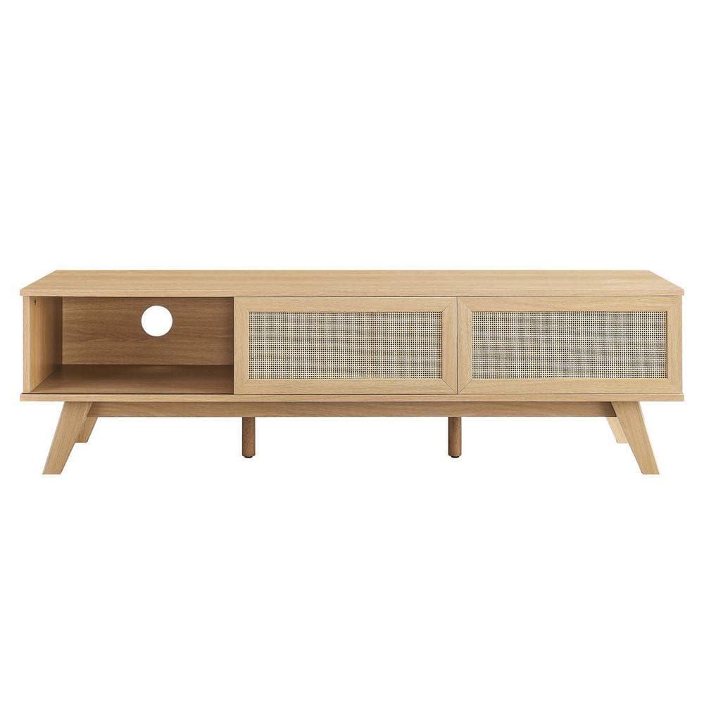 Soma 60" Oak TV Stand with Rattan Sliding Doors