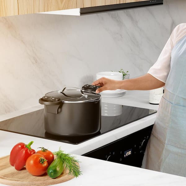 EATEX Black Ceramic Aluminum Nonstick Pasta Pot with Strainer and