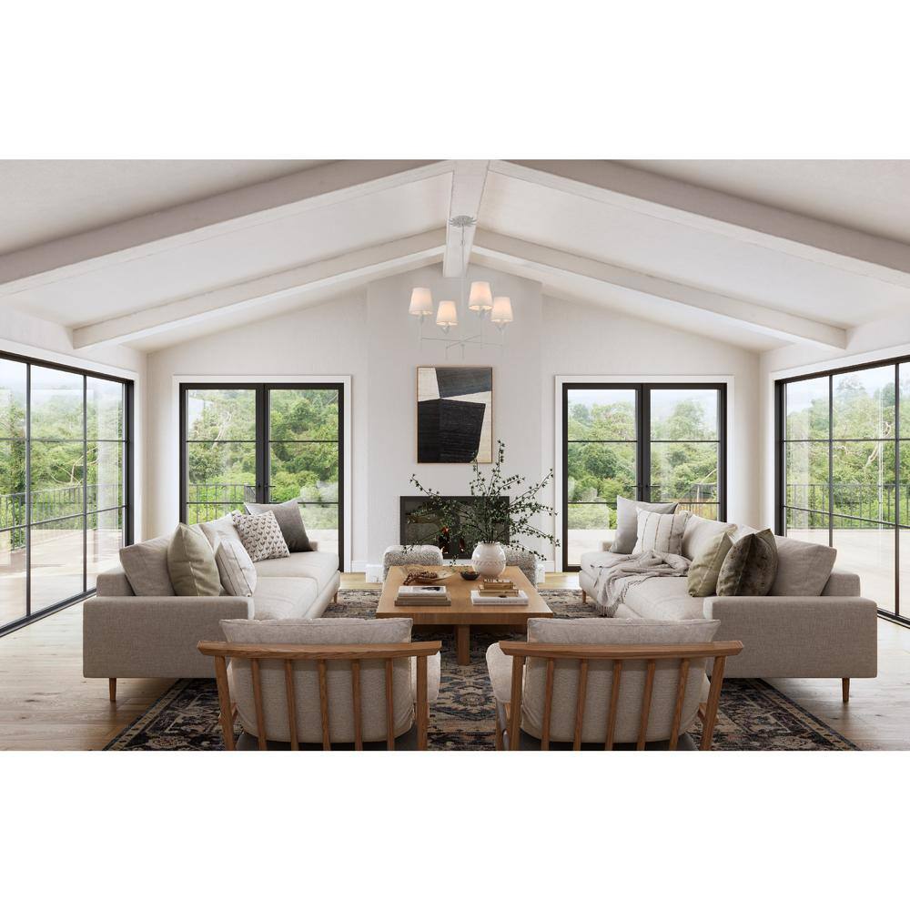 Matte White 4-Light Chandelier with Silk Shades