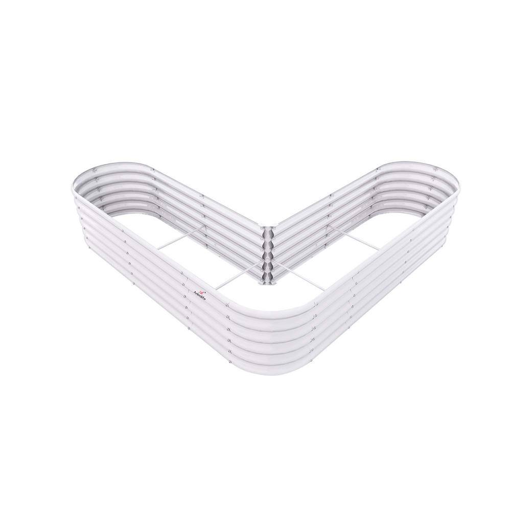 81 in. x 81 in. x 18 in. Antique White Heart-Shaped Outdoor Metal Raised Ga