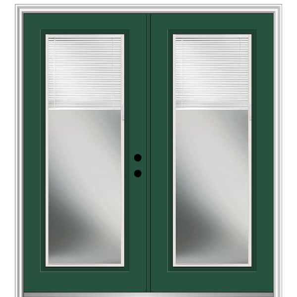 MMI Door 72 in. x 80 in. Internal Blinds Left-Hand Inswing Full Lite Clear Glass Painted Fiberglass Smooth Prehung Front Door