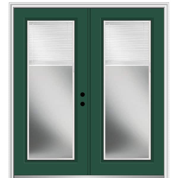 MMI Door 60 in. x 80 in. Internal Blinds Left-Hand Inswing Full Lite Clear Glass Painted Steel Prehung Front Door