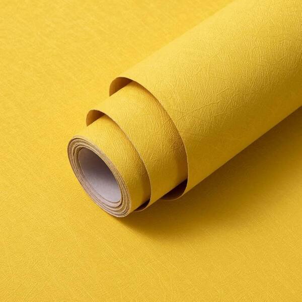 Yellow Silk Texture Embossed Peel and Stick Self-Adhesive