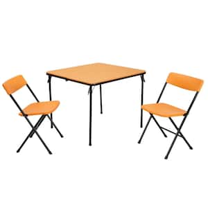 3-Piece Orange Fold-in-Half Folding Table Set