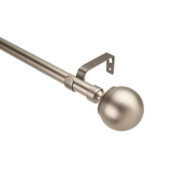 Home Details Solid Knob 24 to 48 in. Single Curtain Rod in Satin Nickel
