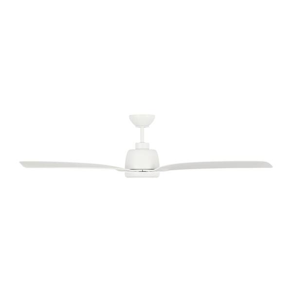 Generation Lighting - Avila Coastal 60 in. Indoor/Outdoor Matte White Ceiling Fan with Integrated LED-Light Kit and Remote Included