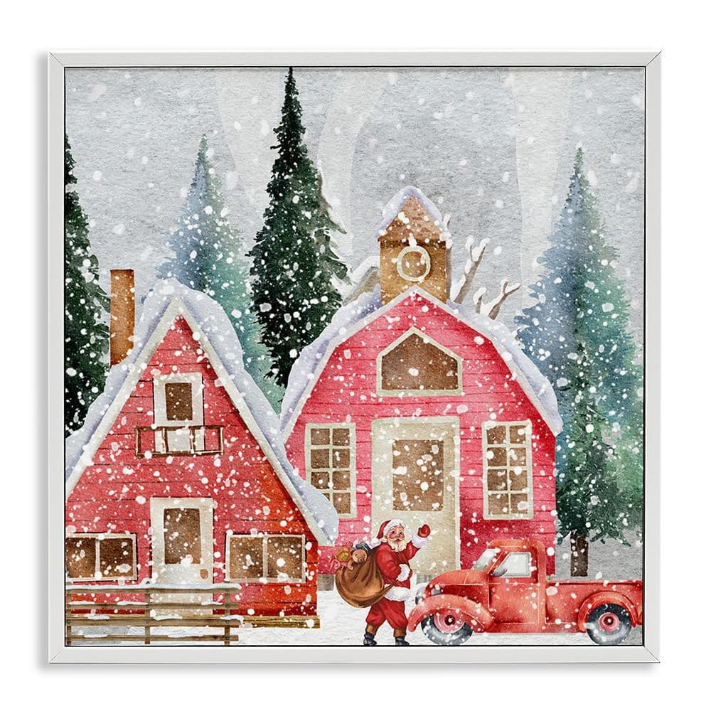 Red Barn Santa Delivery by Jesse Keith 1-Piece White Framed Giclee Religious Art Print 12 in. x 12 in. price history on PriceWatchPro