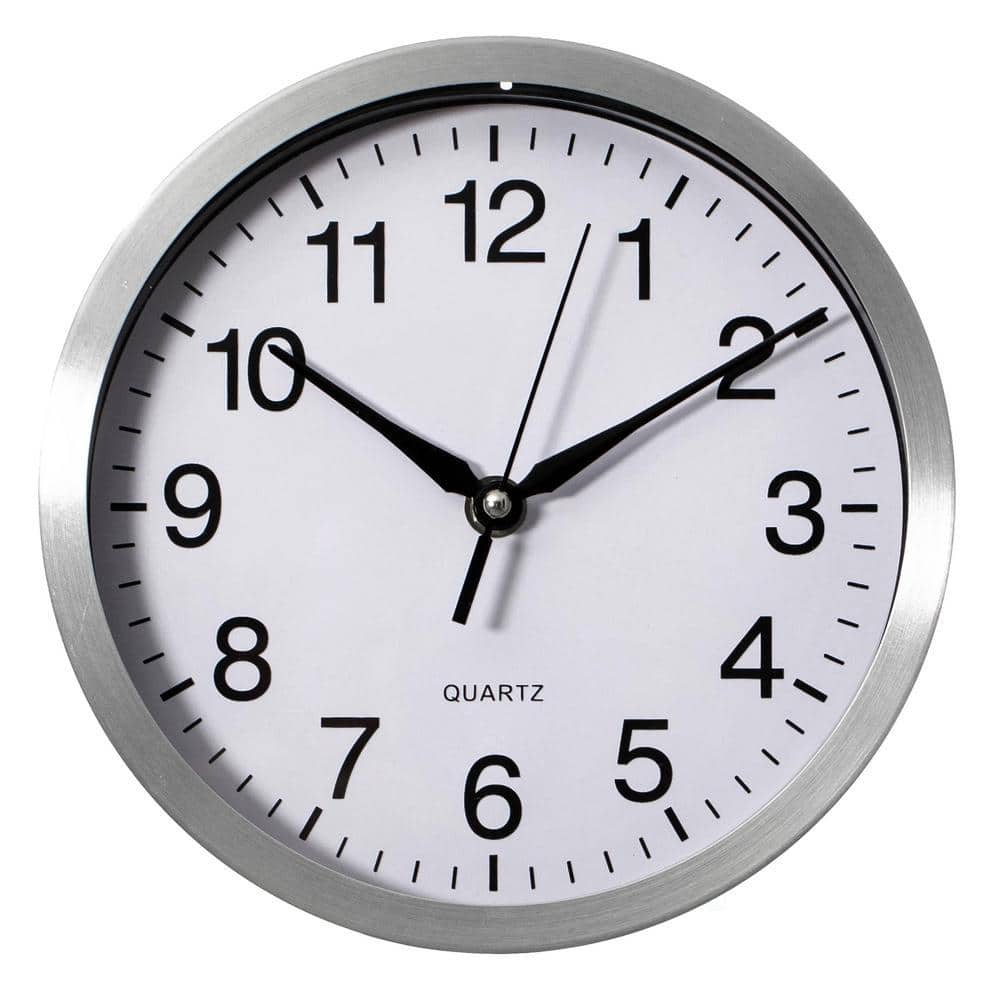 CLOCKSWISE 8 in. Round Quartz Wall Clock Non-Ticking Battery