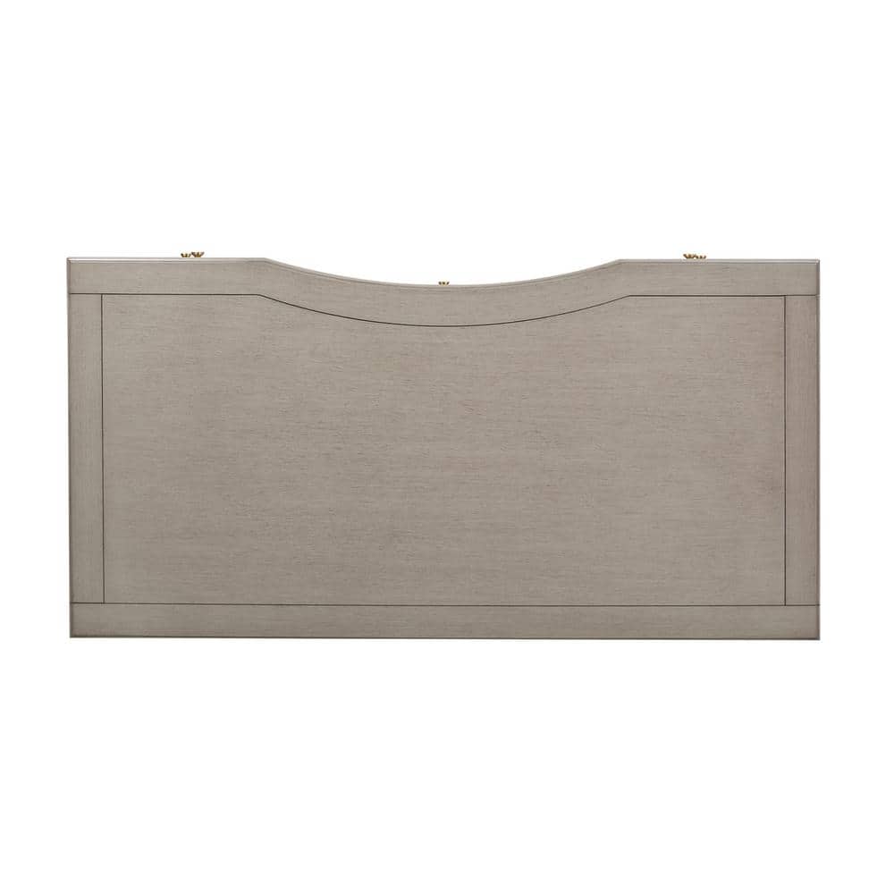 Gray Executive Wood Desk with Drawer and Gold Accents