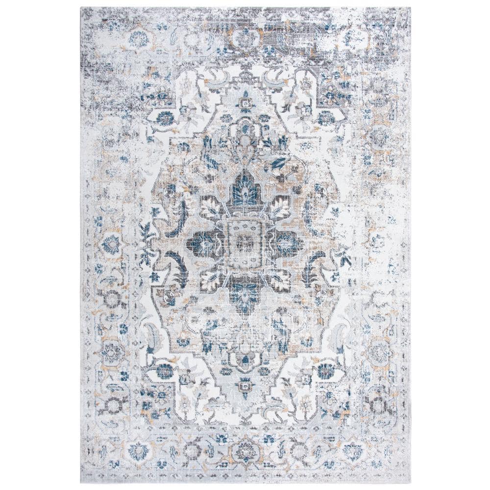 Lavish Ivory/Gray 3 ft. 11 in. x 5 ft. 6 in. Medallion Area Rug