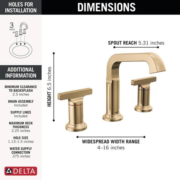 ＢＯＸ　７２－７７ Delta Tetra Gold 8 in. Widespread Double-Handle Bathroom