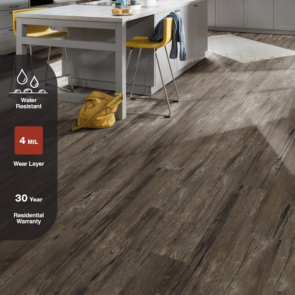 Walnut Ember Grey 4 MIL x 6 in. W x 36 in. L Peel and Stick Water Resistant Luxury Vinyl Plank Flooring (36 sqft/case)