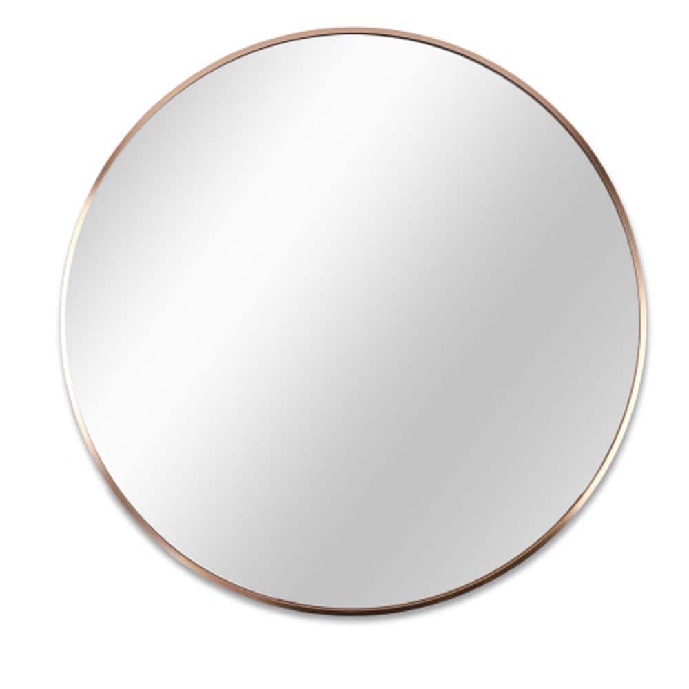 32 in. W x 32 in. H Round Framed Wall Mount Bathroom Vanity Mirror in Gold