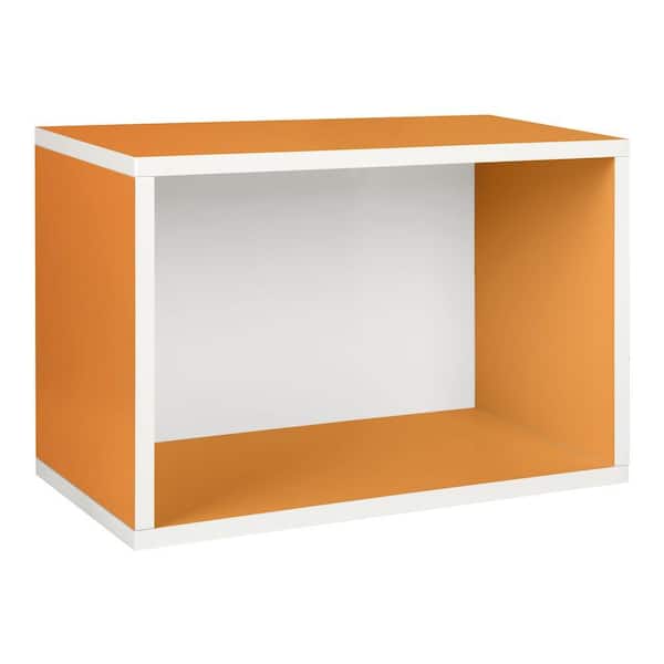 Way Basics Blox System Large Rectangle zBoard Paperboard Stackable Shelf, Shoe Storage Rack in Orange