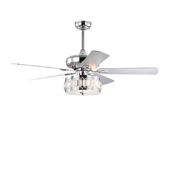 CIPACHO 52 in. Indoor Chrome Ceiling Fan with 3-Light Remote
