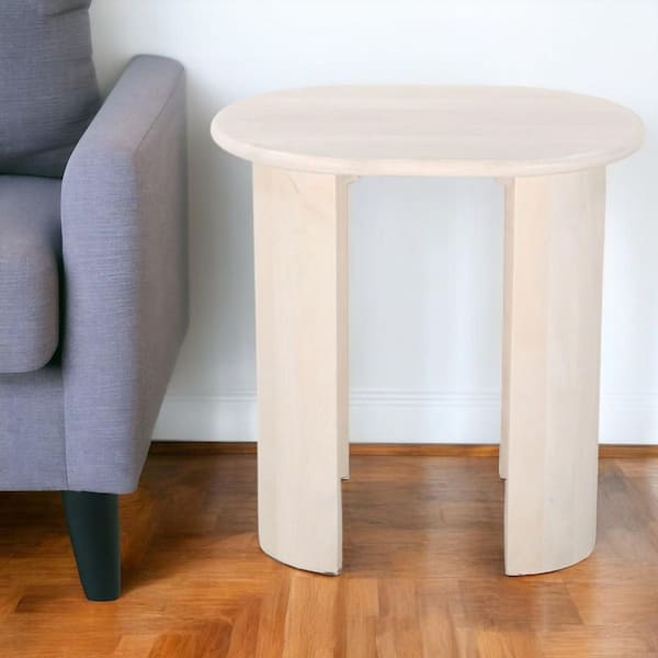 24.00 in. Brown Oval Solid Wood End Table